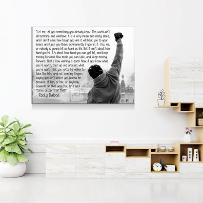 Rocky Balboa Canvas Wall Art, Motivational Wall Art, Rocky Balboa Decor, Gym Sign, Fitness Studio, Crossfit Decor, Rocky Balboa Quote - Royal Crown Pro