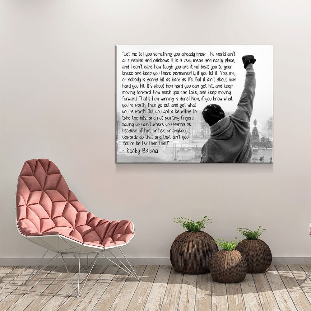 Rocky Balboa Canvas Wall Art, Motivational Wall Art, Rocky Balboa Decor, Gym Sign, Fitness Studio, Crossfit Decor, Rocky Balboa Quote - Royal Crown Pro