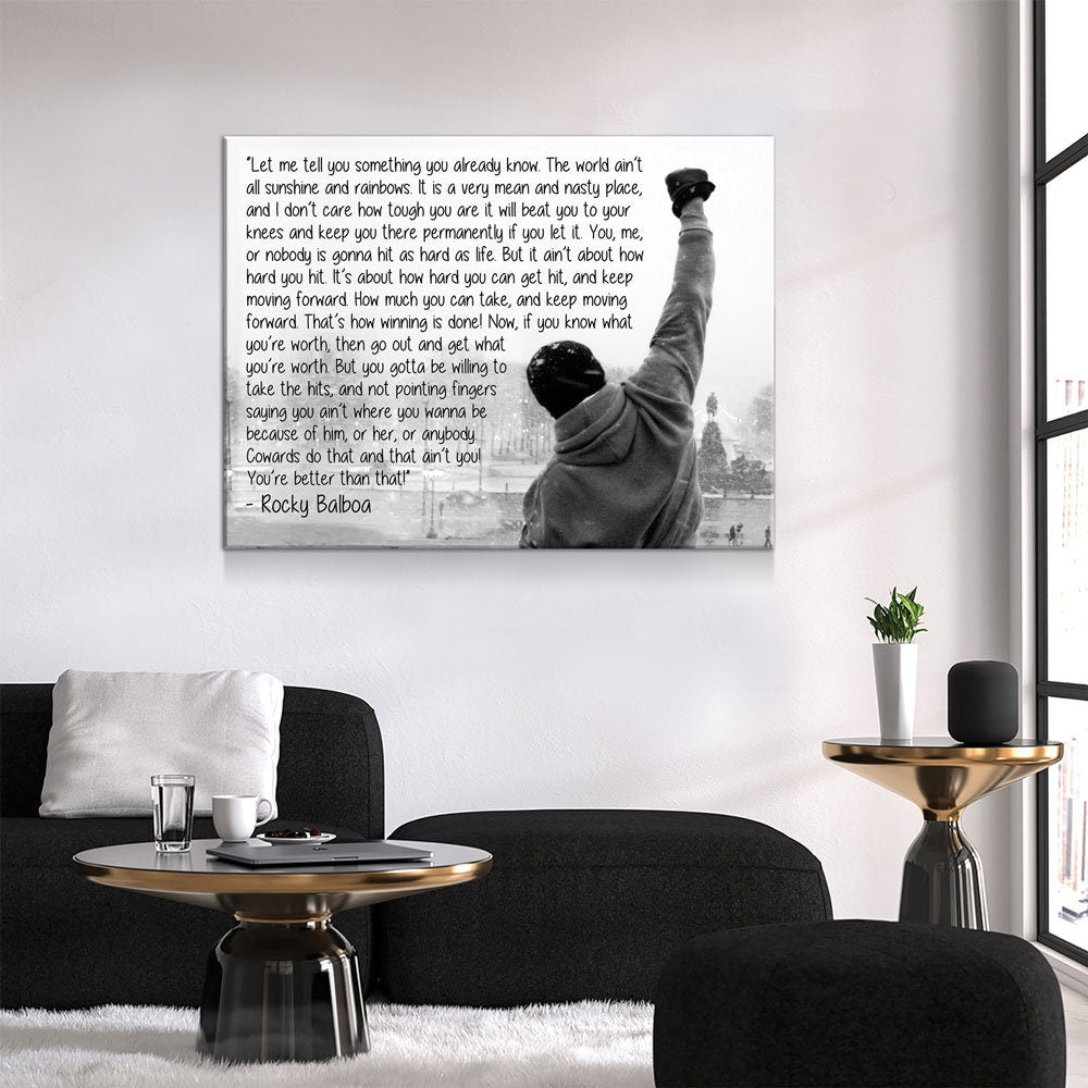 Rocky Balboa Canvas Wall Art, Motivational Wall Art, Rocky Balboa Decor, Gym Sign, Fitness Studio, Crossfit Decor, Rocky Balboa Quote - Royal Crown Pro