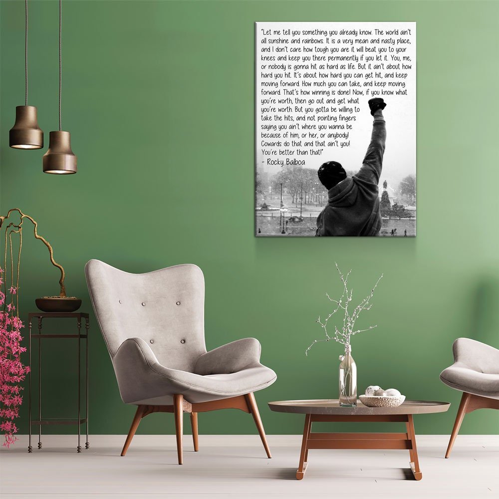 Rocky Balboa Canvas Wall Art, Motivational Wall Art, Rocky Balboa Decor, Gym Sign, Fitness Studio, CrossFit Decor, Rocky Balboa Quote - Royal Crown Pro