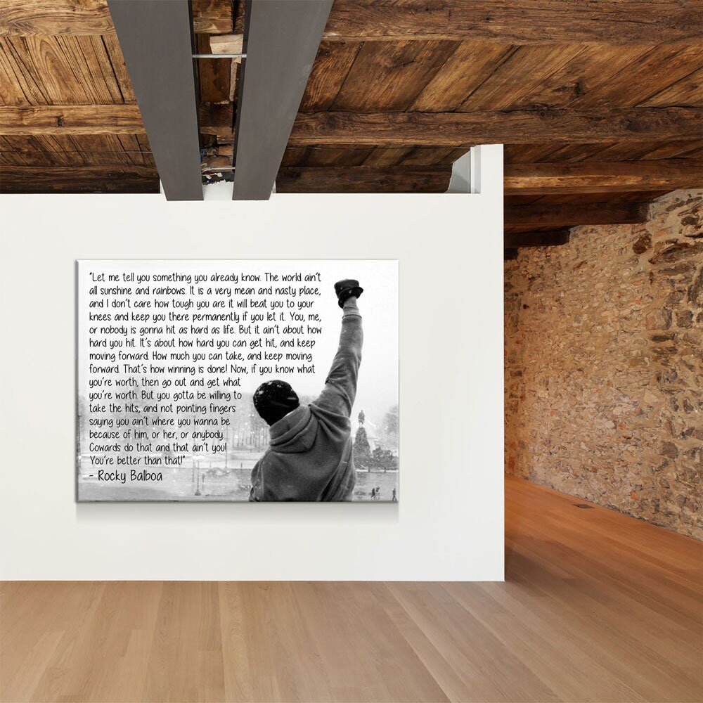 Rocky Balboa Canvas Wall Art, Motivational Wall Art, Rocky Balboa Decor, Gym Sign, Fitness Studio, Crossfit Decor, Rocky Balboa Quote - Royal Crown Pro