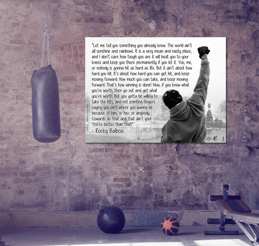 Rocky Balboa Canvas Wall Art, Motivational Wall Art, Rocky Balboa Decor, Gym Sign, Fitness Studio, Crossfit Decor, Rocky Balboa Quote - Royal Crown Pro