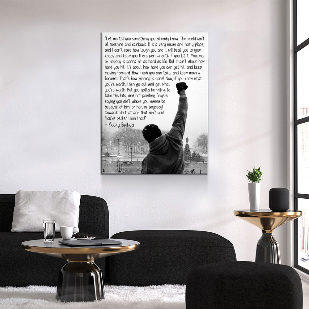 Rocky Balboa Canvas Wall Art, Motivational Wall Art, Rocky Balboa Decor, Gym Sign, Fitness Studio, CrossFit Decor, Rocky Balboa Quote - Royal Crown Pro
