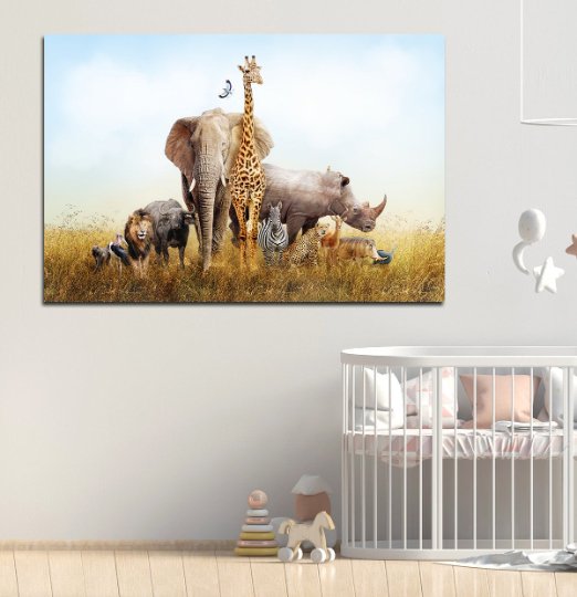 Safari Nursery Decor Canvas Wall Art - Royal Crown Pro