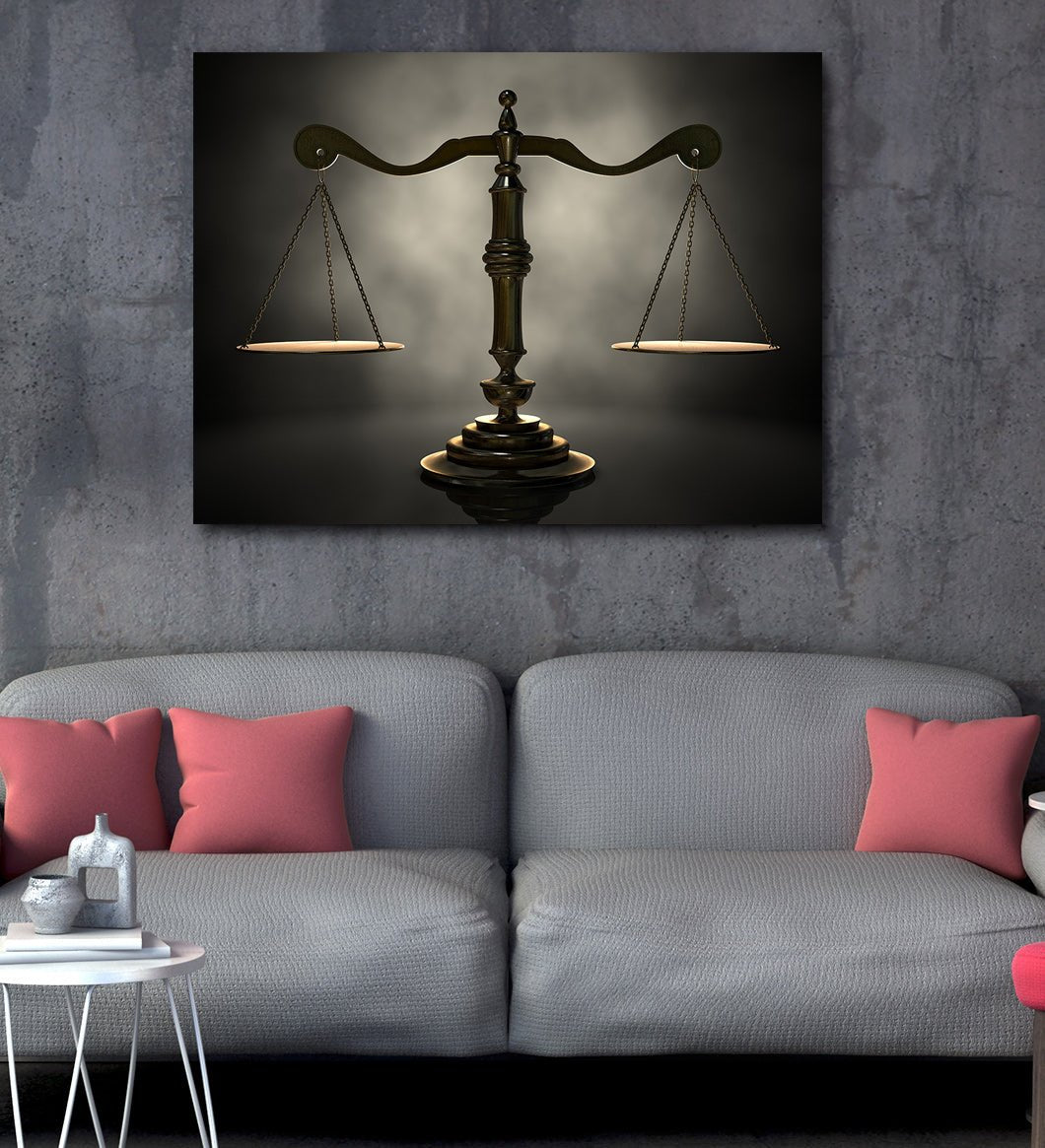 Scales of Justice Canvas Wall Art, Lawyer Office Decor, Attorney Print - Royal Crown Pro