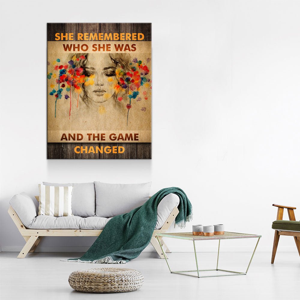 She Remembered Who She Was And The Game Changed Canvas Wall Art, Women Motivational Art, Inspirational Decor - Royal Crown Pro