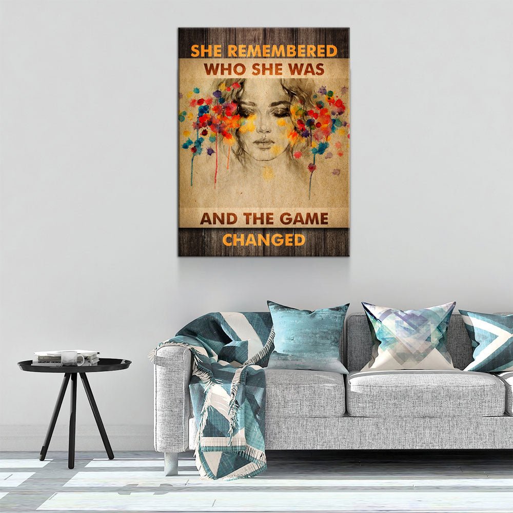 She Remembered Who She Was And The Game Changed Canvas Wall Art, Women Motivational Art, Inspirational Decor - Royal Crown Pro