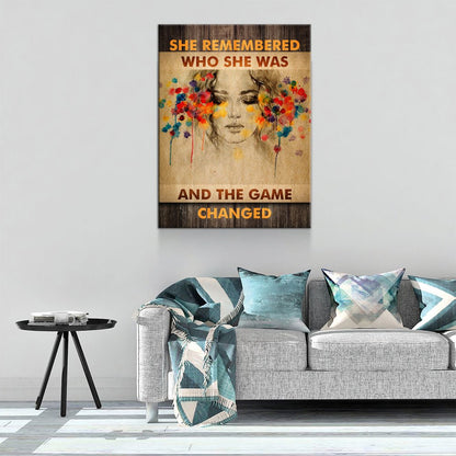 She Remembered Who She Was And The Game Changed Canvas Wall Art, Women Motivational Art, Inspirational Decor - Royal Crown Pro