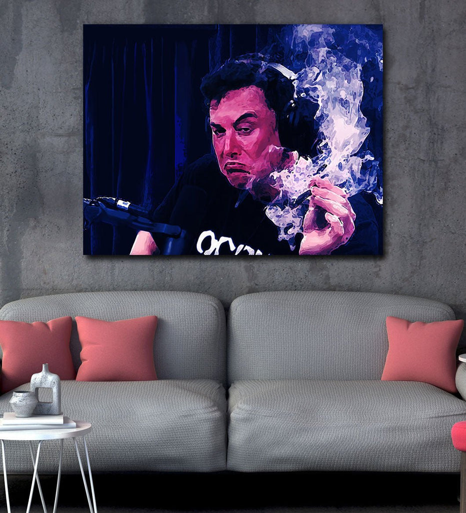 Smoking With Rogan Canvas Wall Art, Elon Musk Interview Joe Rogan - Royal Crown Pro