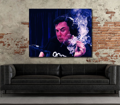 Smoking With Rogan Canvas Wall Art, Elon Musk Interview Joe Rogan - Royal Crown Pro