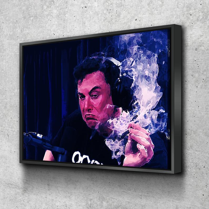 Smoking With Rogan Canvas Wall Art, Elon Musk Interview Joe Rogan - Royal Crown Pro