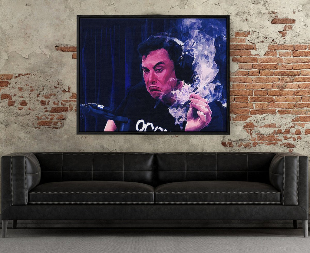 Smoking With Rogan Canvas Wall Art, Elon Musk Interview Joe Rogan - Royal Crown Pro