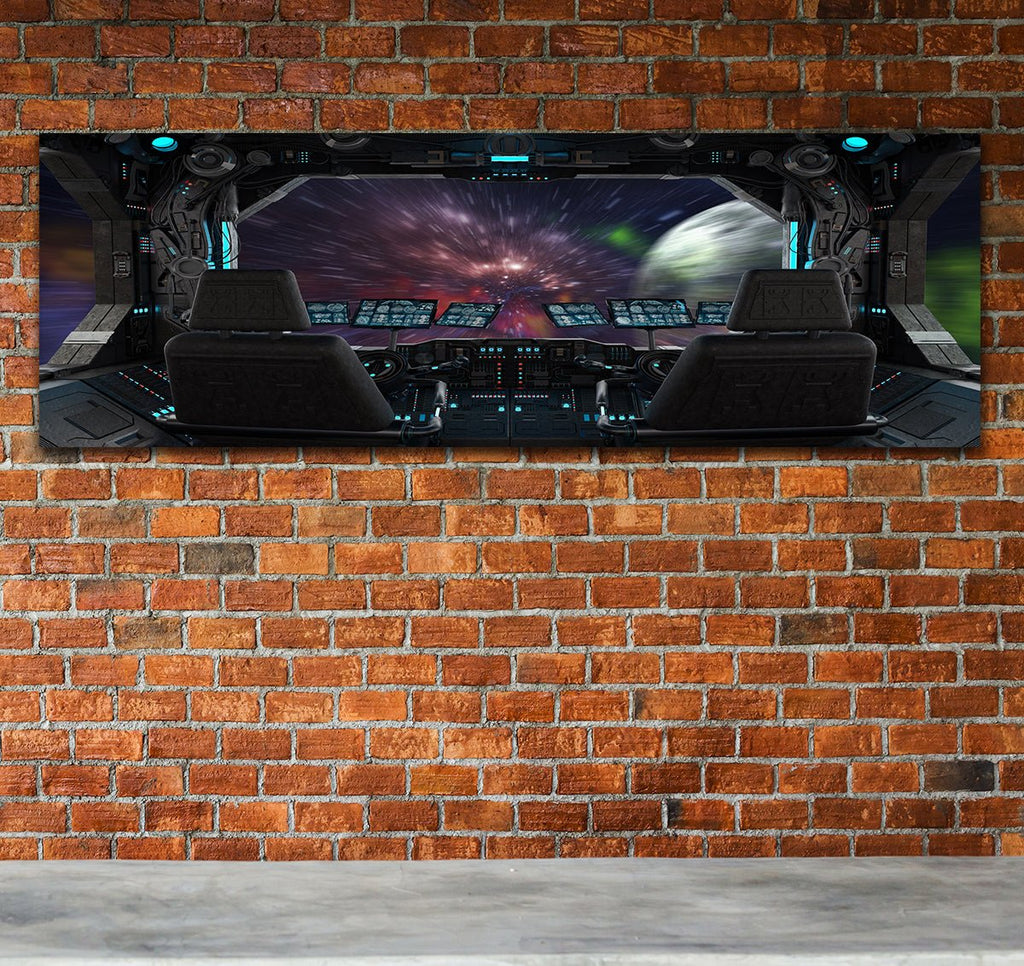 Space Travel Space Ship Window Canvas Wall Art - Royal Crown Pro