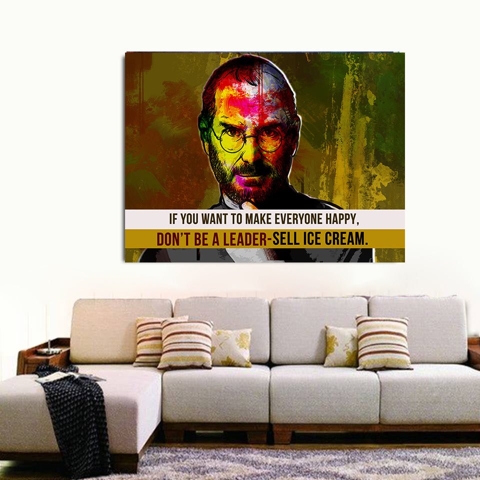 Steve Jobs Quote Abstract Canvas Wall Art Motivational Art If You Want To Make Everyone Happy - Royal Crown Pro
