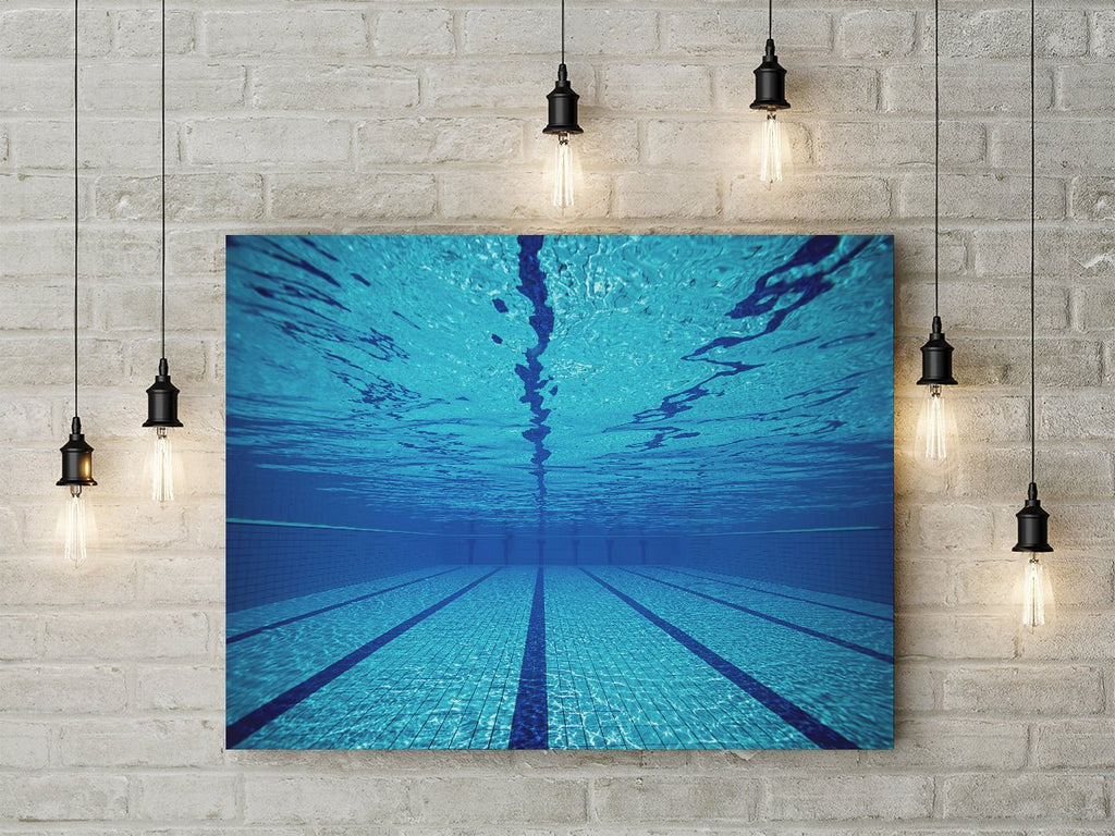 Swimming Pool Art Swimmers Gift Framed Canvas Wall Art - Royal Crown Pro