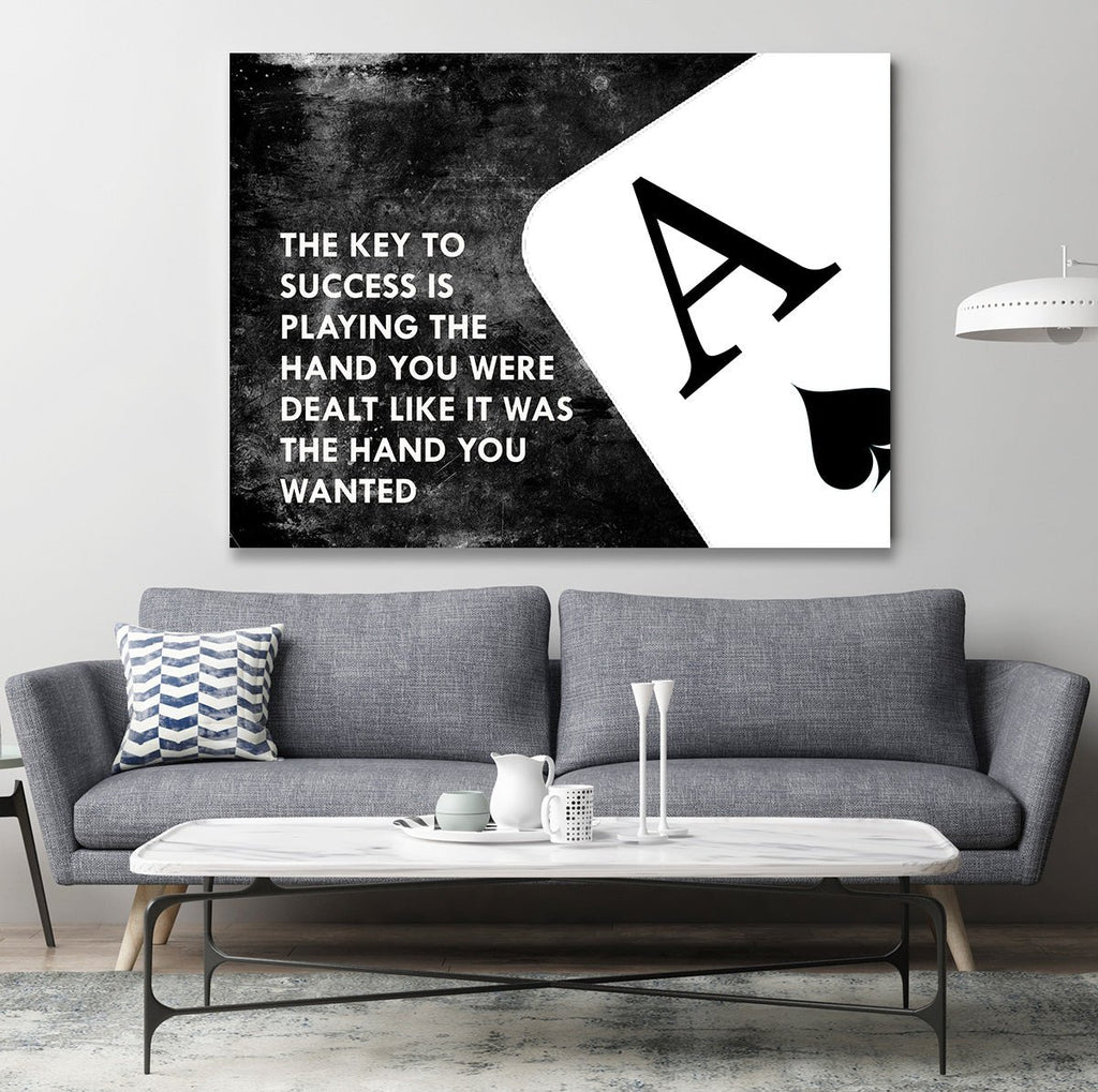 The Key To Success Is Playing The Hand You Were Dealt Canvas Wall Art - Royal Crown Pro