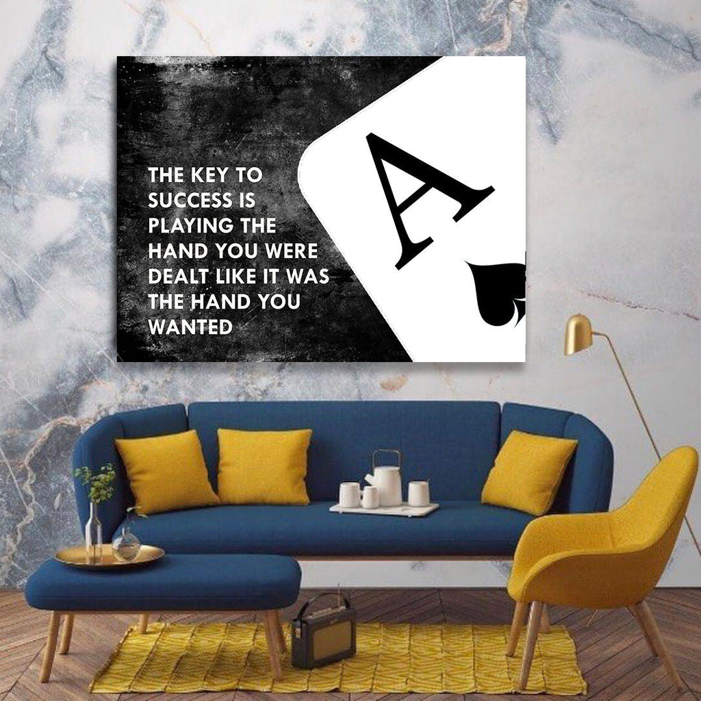 The Key To Success Is Playing The Hand You Were Dealt Canvas Wall Art - Royal Crown Pro