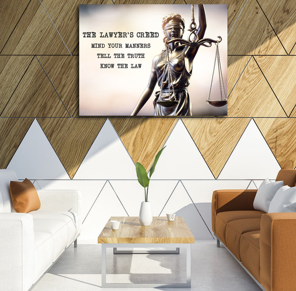 The Lawyer's Creed Mind Your Manners Tell The Truth Know The Law Canvas Wall Art - Royal Crown Pro