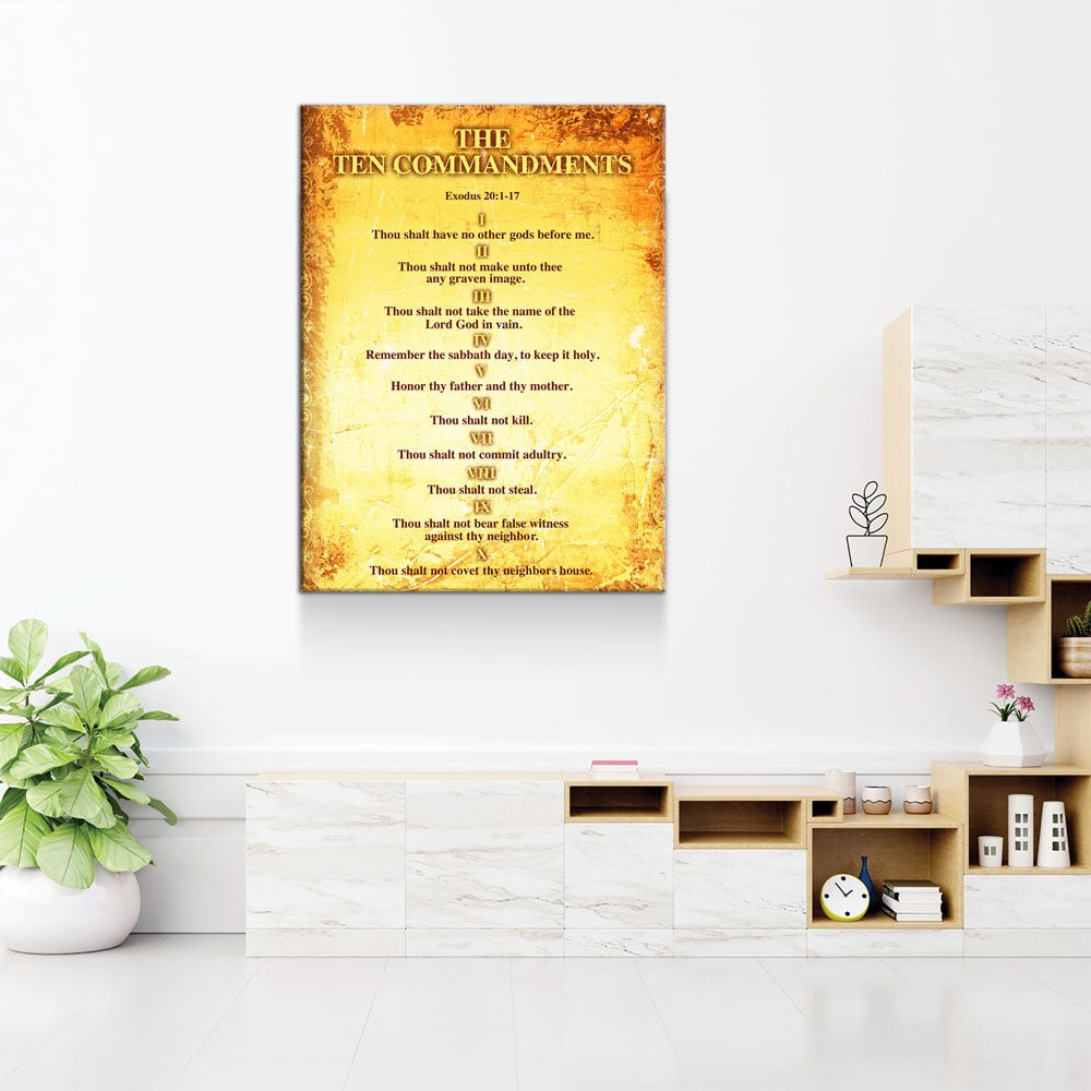 The Ten Commandments Canvas Wall Art, Religious Decor, 10 Commandments ...