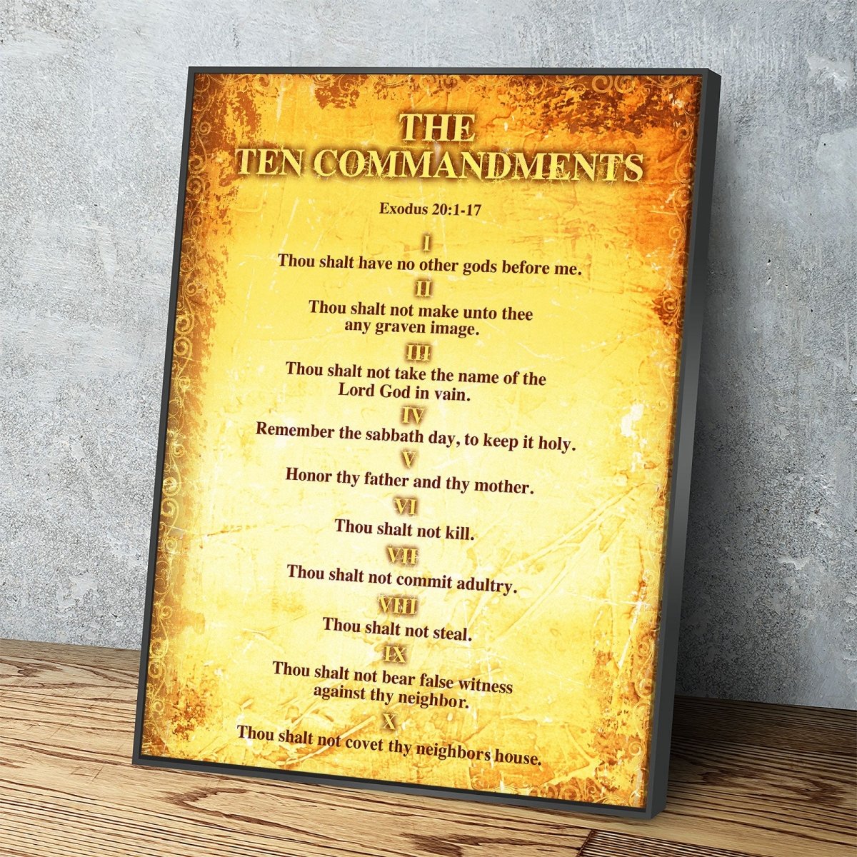 The Ten Commandments Canvas Wall Art, Religious Decor, 10 Commandments Print - Royal Crown Pro