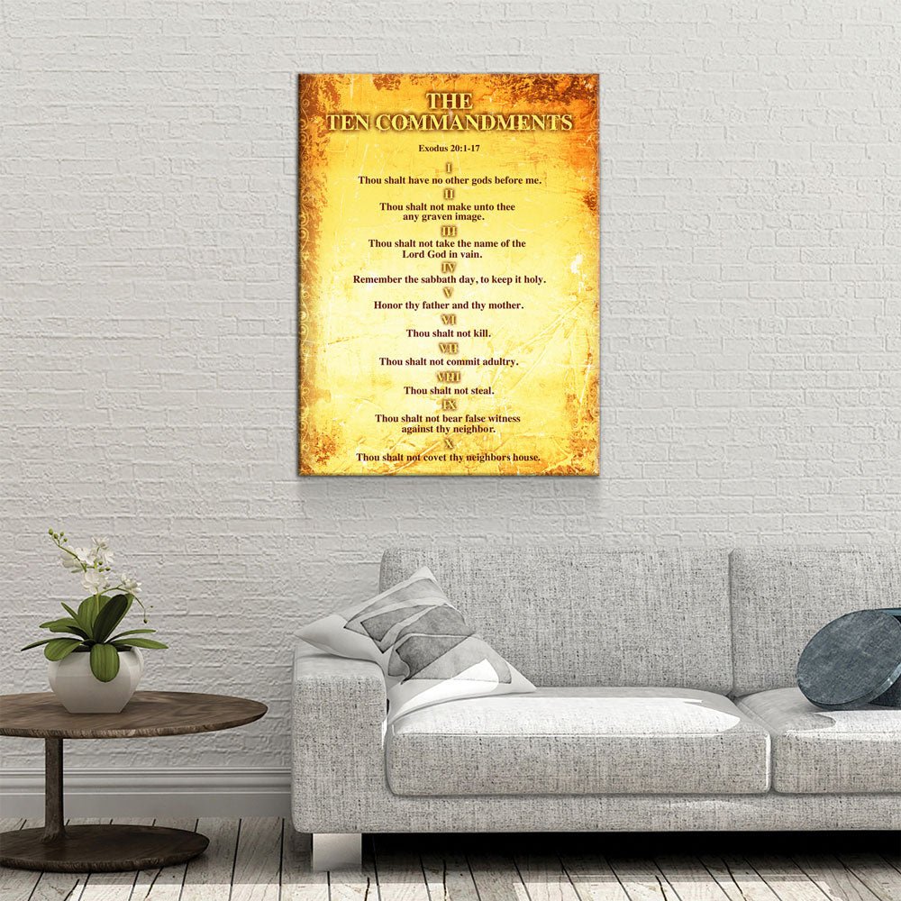 The Ten Commandments Canvas Wall Art, Religious Decor, 10 Commandments Print - Royal Crown Pro