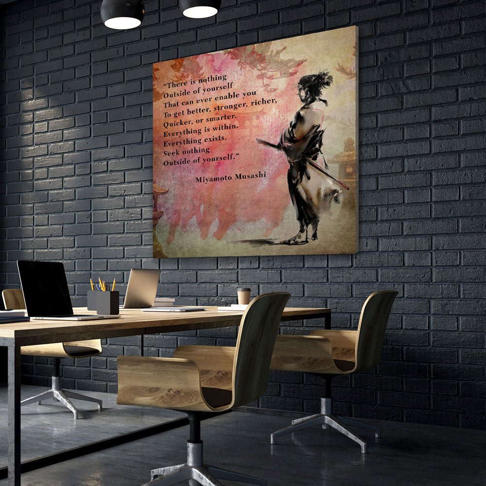 There Is Nothing Outside Yourself Miyamoto Musashi Quote Samurai Art Canvas Wall Art, Ukiyoe, Japanese Art - Royal Crown Pro