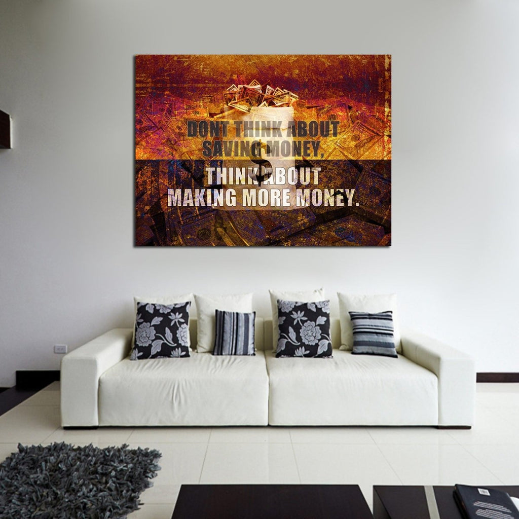 Think About Making More Money Motivational Canvas Wall Art - Royal Crown Pro