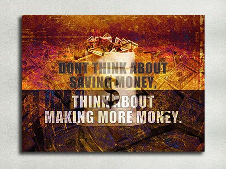 Think About Making More Money Canvas Wall Art, Motivational Quote Decor - Royal Crown Pro