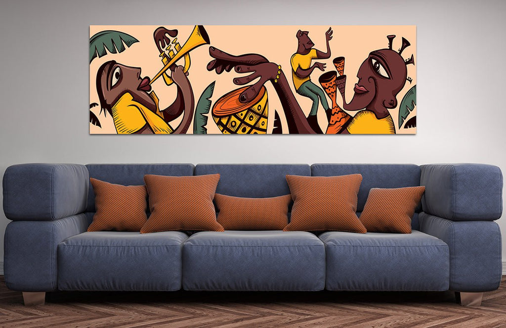 Tribal Music Art African Music Canvas Wall Art - Royal Crown Pro
