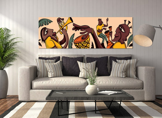 Tribal Music Art African Music Canvas Wall Art - Royal Crown Pro