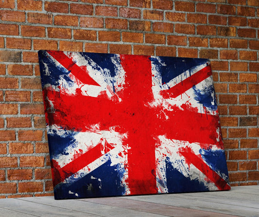 Union Jack Abstract Flag Framed Canvas Wall Art British flag UK - Royal Crown Pro