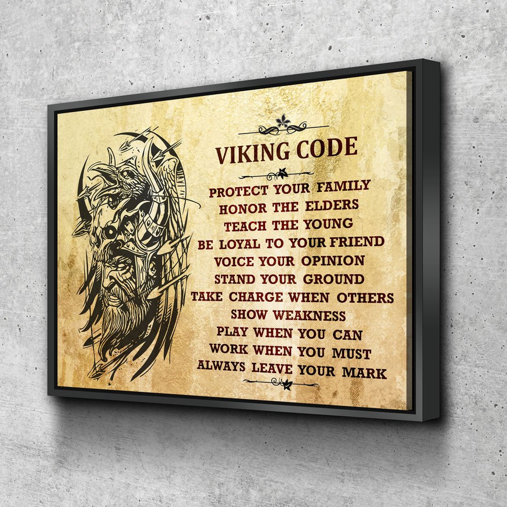 Viking Code Canvas Wall Art, Nordic Decor - Royal Crown Pro
