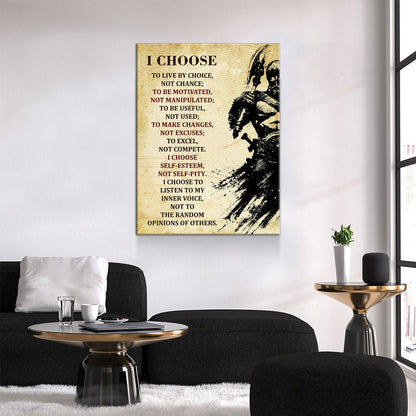 Viking Warrior Quote Canvas Wall Art, I Choose To Live By Choice - Royal Crown Pro