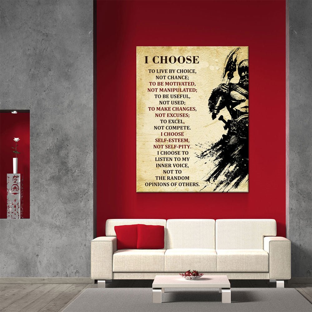 Viking Warrior Quote Canvas Wall Art, I Choose To Live By Choice - Royal Crown Pro