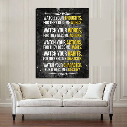 Watch Your Thoughts For They Become Words Motivational Canvas Wall Art - Royal Crown Pro