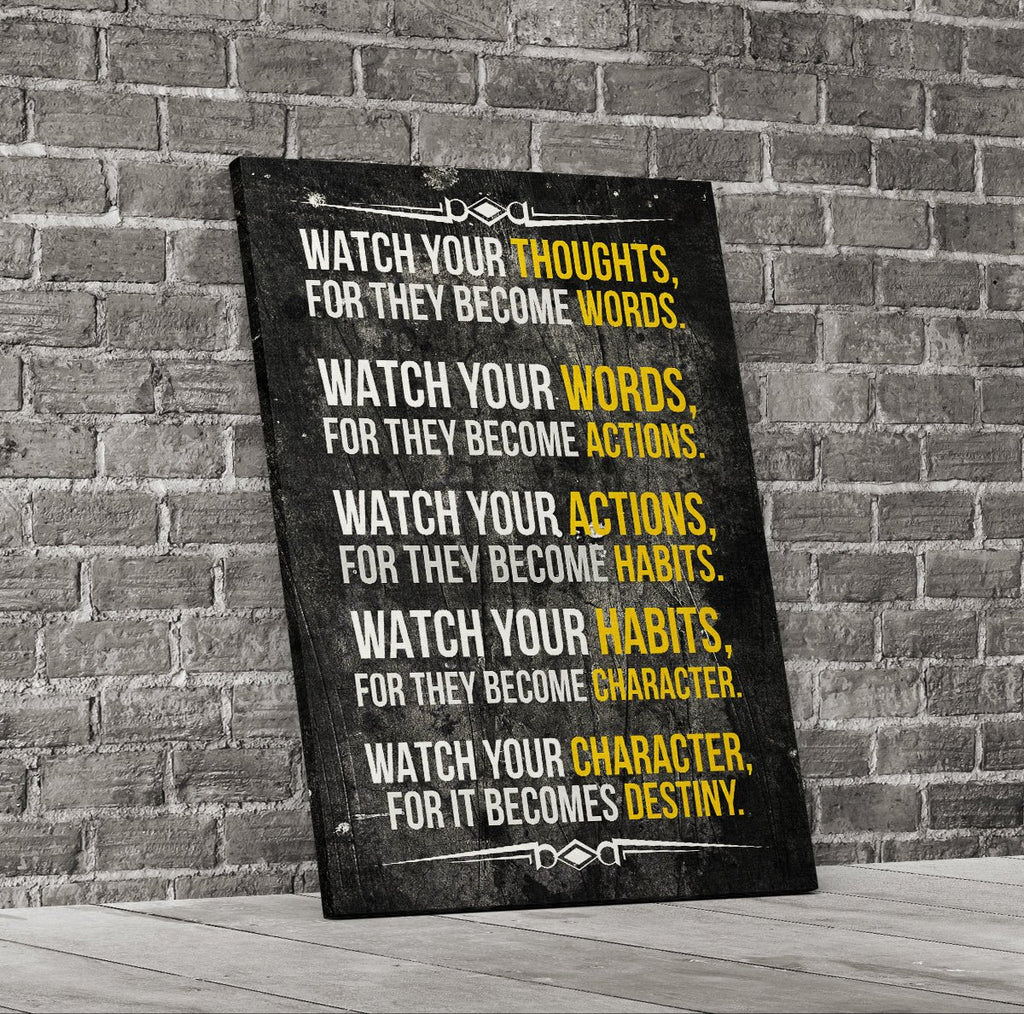 Watch Your Thoughts For They Become Words Motivational Canvas Wall Art - Royal Crown Pro