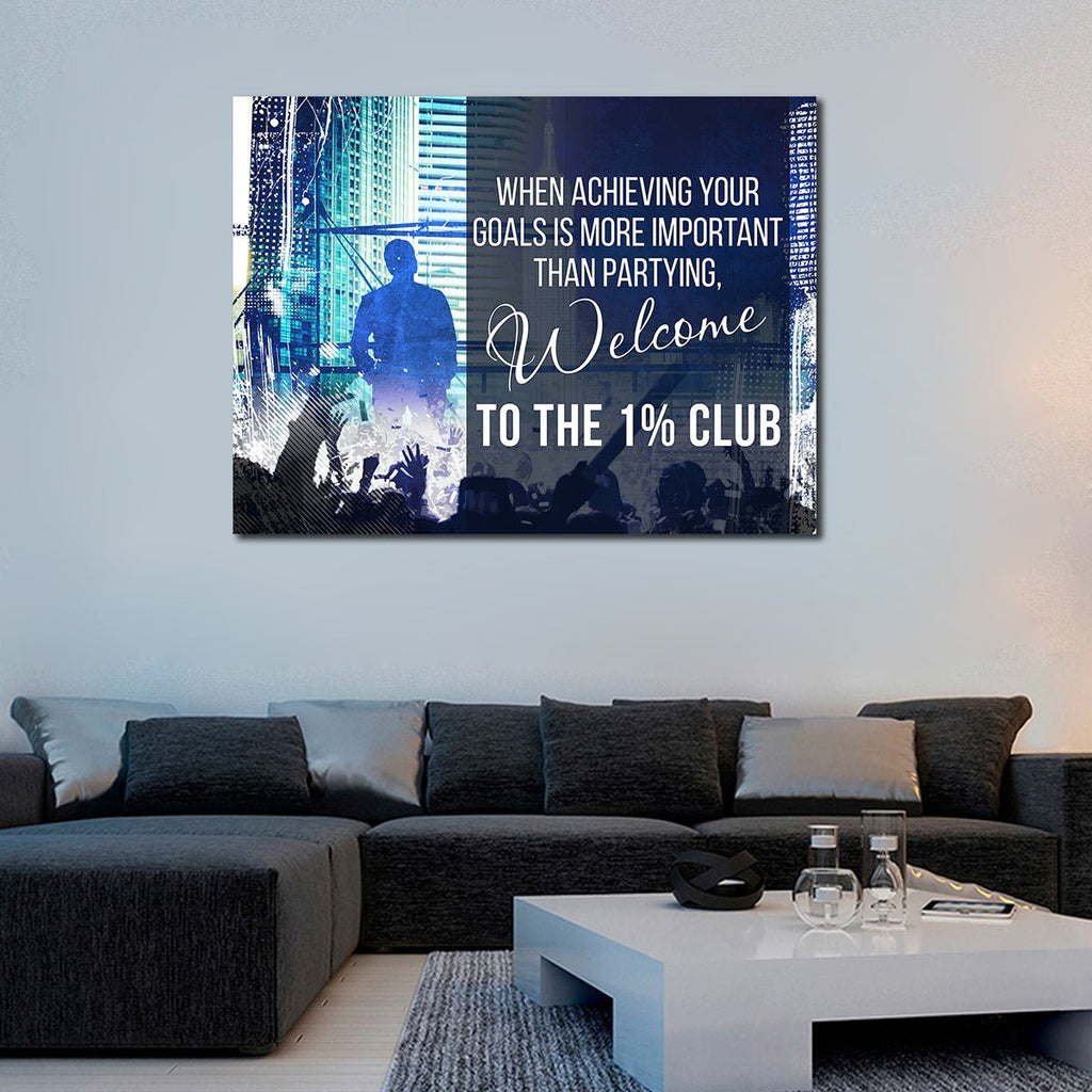 Welcome To The 1% Club Canvas Wall Art Motivational Wall Decor - Royal Crown Pro