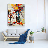 Wine And Flowers Abstract Canvas Wall Art, Wine Decor With Flowers, Abstract Wine Art, Kitchen Decor, Bar Decor - Royal Crown Pro