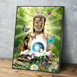 World Peace Buddha Canvas Wall Art, Buddha Decor, Inspirational Decor - Royal Crown Pro