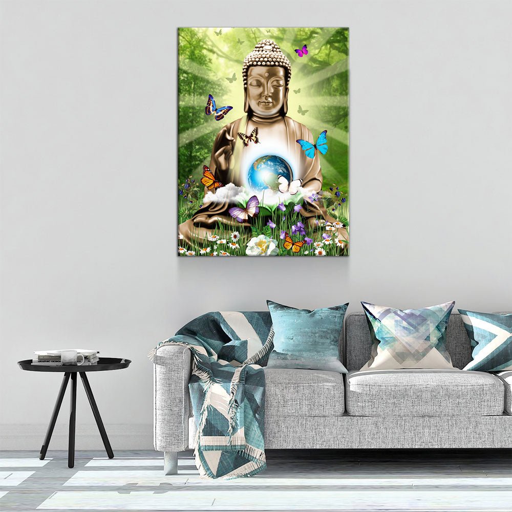 World Peace Buddha Canvas Wall Art, Buddha Decor, Inspirational Decor - Royal Crown Pro