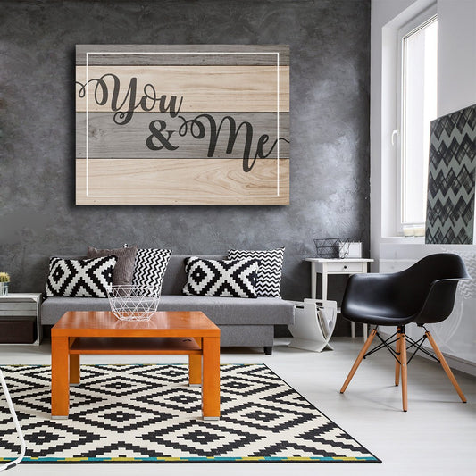 You & Me Couples Canvas Wall Art Home Decor, Romantic Quote - Royal Crown Pro